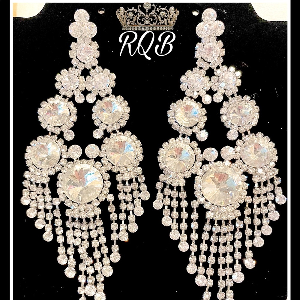 Long Clear Crystal Chandelier Earrings